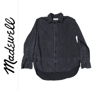 Madewell Black Button Down Chambray Western Rodeo Ex-Boyfriend Denim Shirt XS